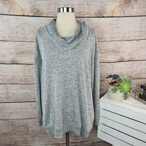 Torrid Super Soft‎ Plush Cowl Neck Pullover Heather Gray Sweater Size 1 1X